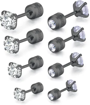 Stud Earrings Sets for Women Men Ball Cartilage Stud Earrings for Multiple Piercing Surgical Steel Cartilage Cubic Zircon Studs Hypoallergenic Lightweight Helix Flat Back Earrings Jewelry