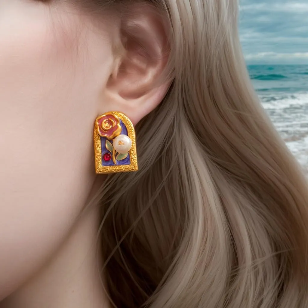 Stylish Flower Stud Earrings For Women GoldPlated Anti Allergic Earrings Fashionable And Vintage Earrings Suitable As Gifts