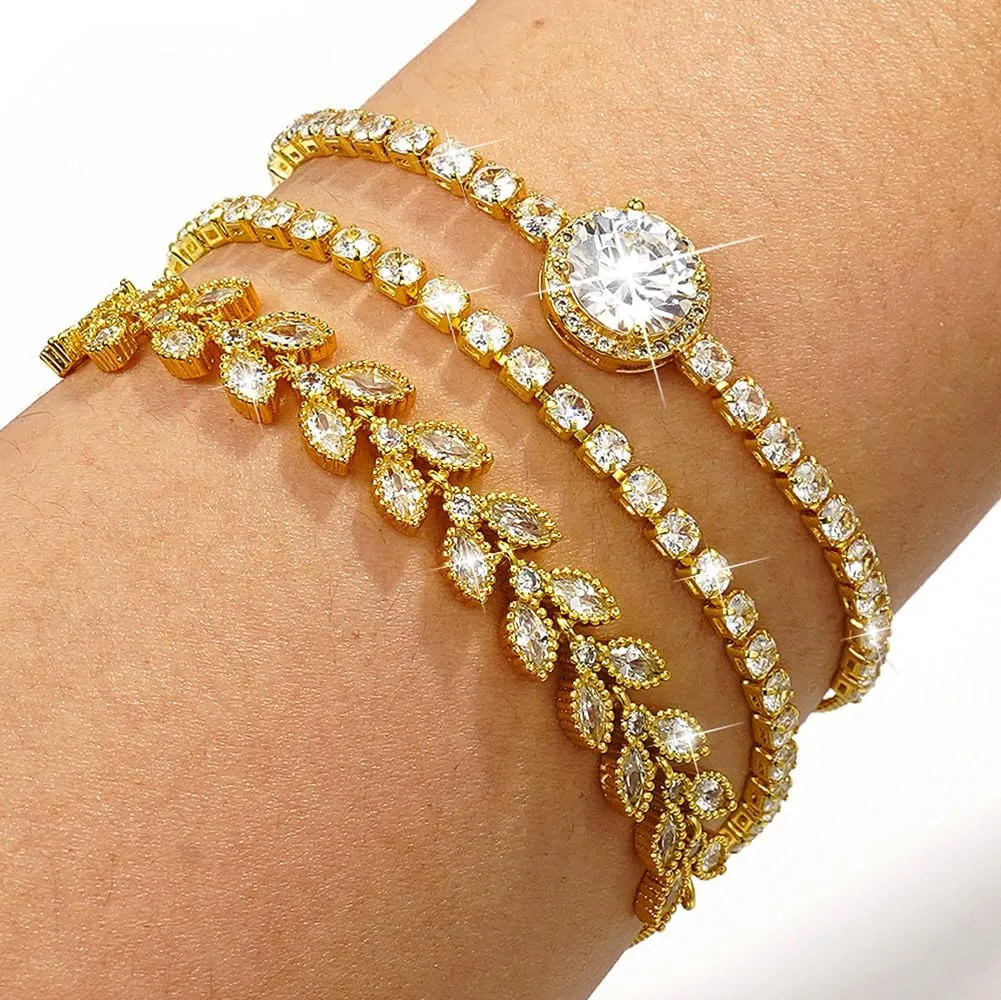 Suyi Tennis Bracelet Cubic Zirconia Bracelet Gold/Silver Plated Bracelets for Women