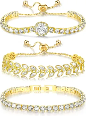 Suyi Tennis Bracelet Cubic Zirconia Bracelet Gold/Silver Plated Bracelets for Women
