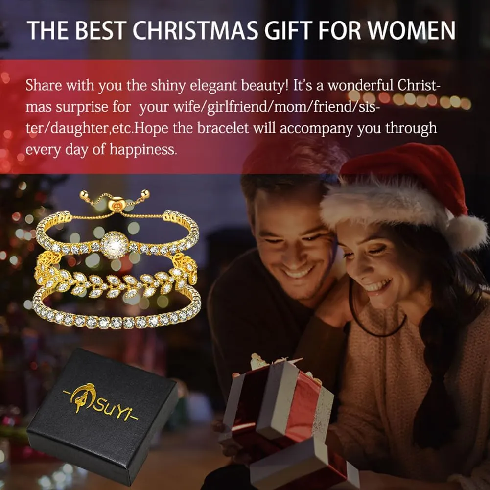 Suyi Tennis Bracelet Cubic Zirconia Bracelet Gold/Silver Plated Bracelets for Women