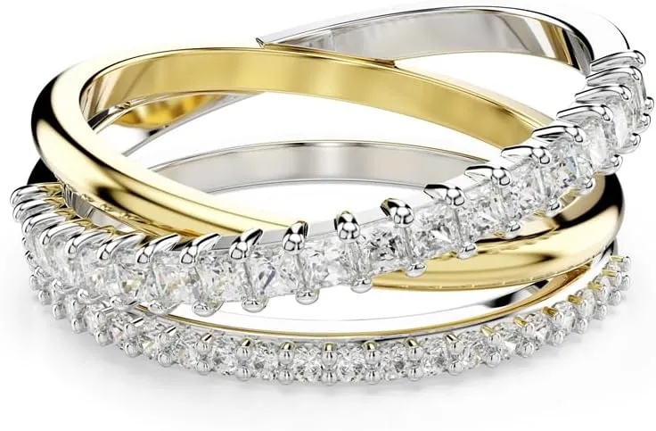 Swarovski Hyperbola ring, Mixed cuts, Clear, Rhodium Finish