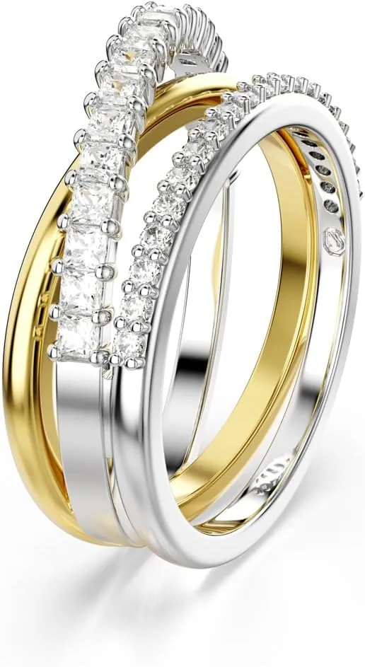 Swarovski Hyperbola ring, Mixed cuts, Clear, Rhodium Finish