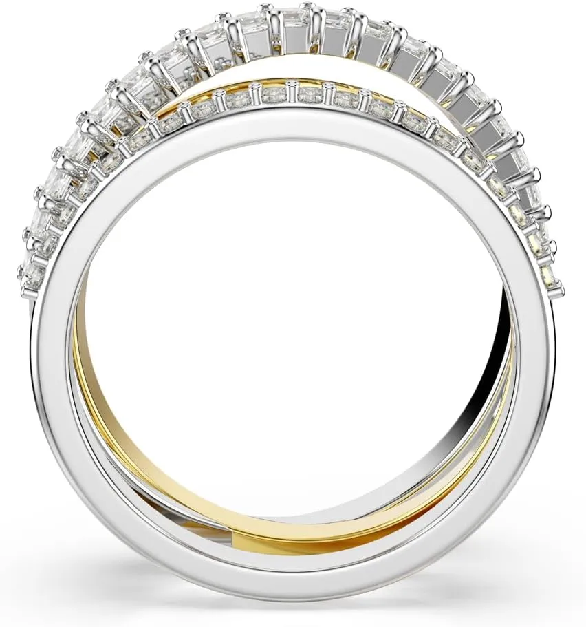 Swarovski Hyperbola ring, Mixed cuts, Clear, Rhodium Finish