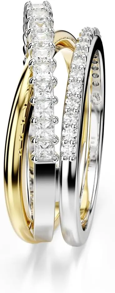 Swarovski Hyperbola ring, Mixed cuts, Clear, Rhodium Finish