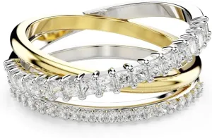 Swarovski Hyperbola ring, Mixed cuts, Clear, Rhodium Finish