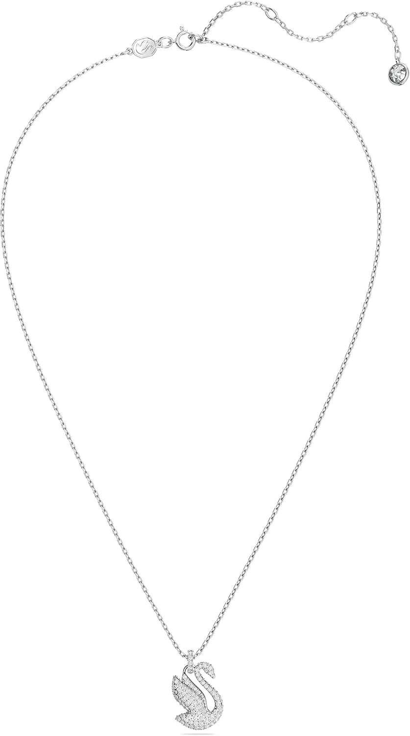 Swarovski Iconic Swan Crystal Necklace, Earrings, Bracelet Jewelry Collection, Clear Crystals on a Rhodium Tone Finish