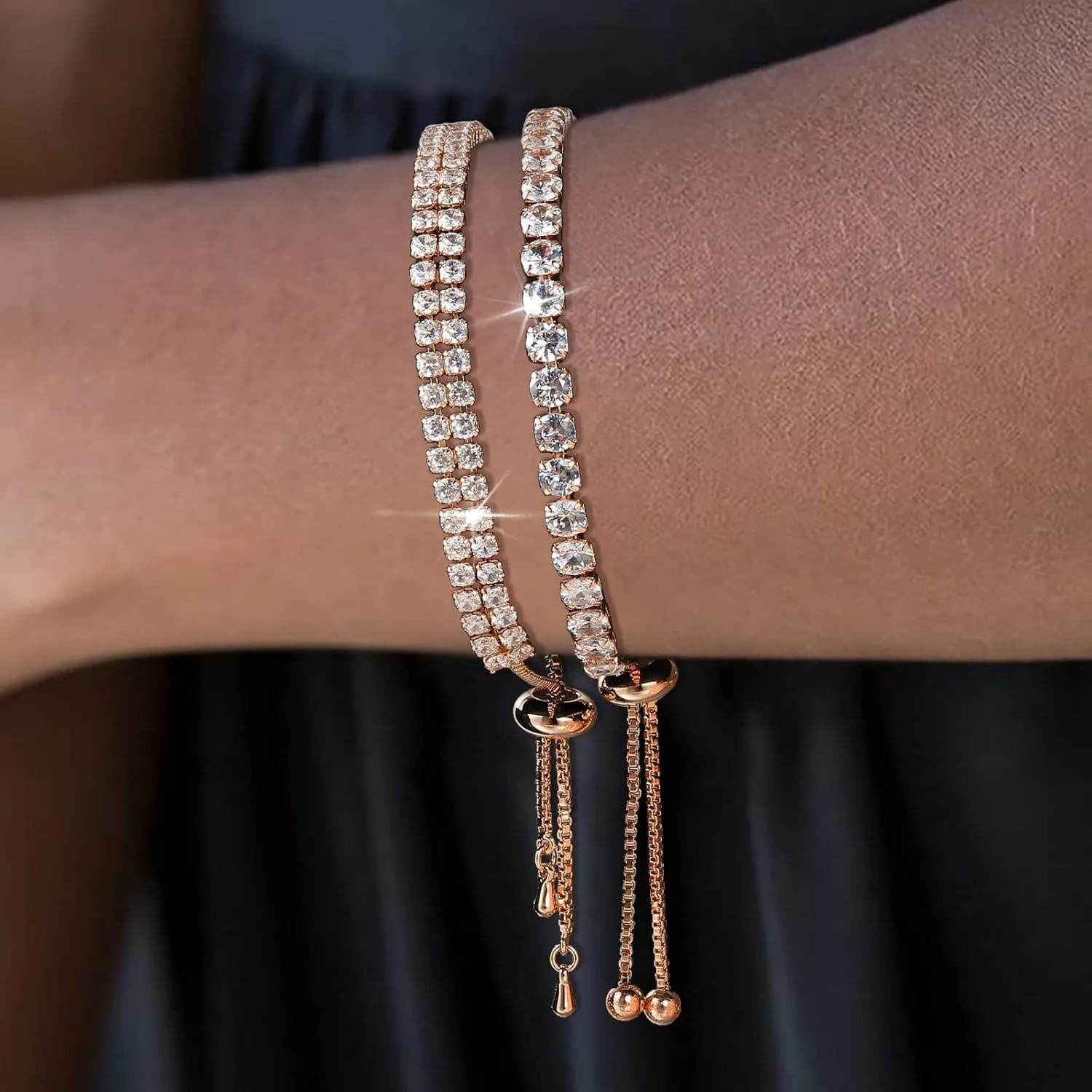 Tennis Bracelets for Women White Gold Plated Diamond AAA  Cubic Zirconia CZ Dainty Classic Adjustable Slider Bracelet Silver Fashion Jewelry Wedding Gift