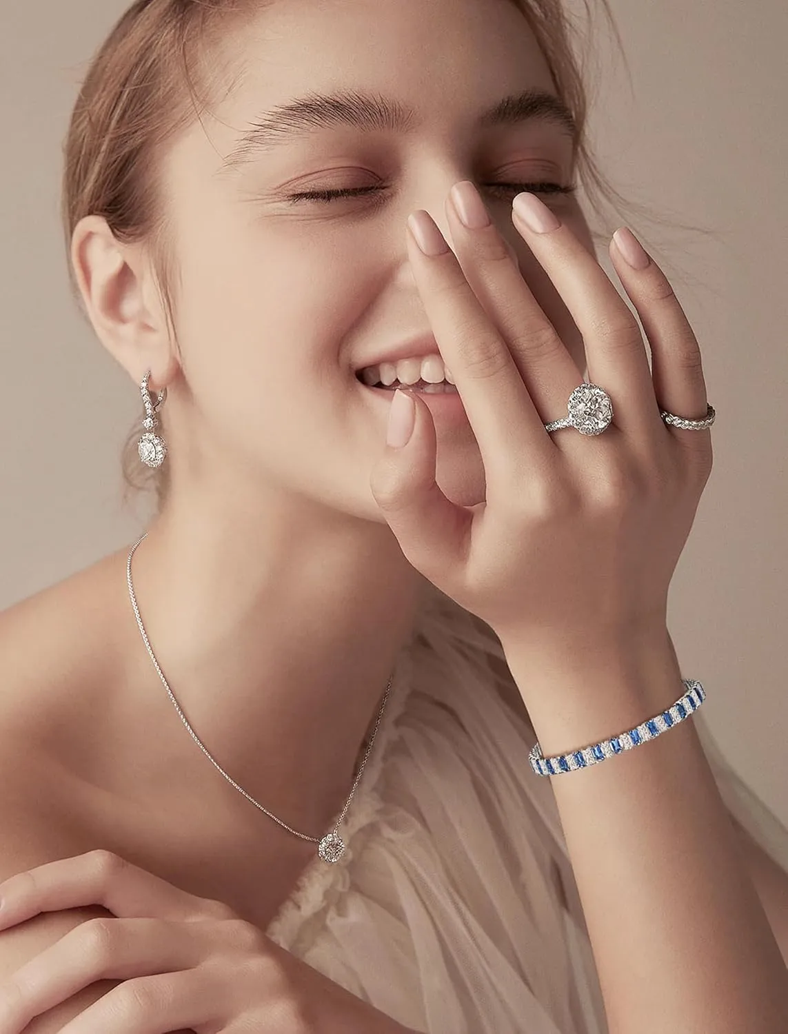 Tennis BraceletsSimulated Blue Sapphire Cubic Zirconia Classic Bracelet with Brass Bridal Bridesmaids Wedding Birthday Mother's Day Jewelry Gifts for Women Size 6.5-7.5