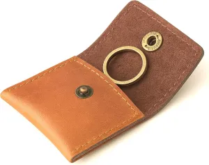 The Antiq Leather Ring Pouch, Leather Jewelry Holder, Wedding Case for Men and Women - Full Grain Pouch for Engagement Handcrafted Bridal Jewellery Storage, Guitar Picks Camera SD Card Holder- Tan