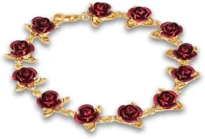 The Danbury Mint A Dozen Roses Bracelet | Women's Bracelet | Rose Link Bracelet - Rose Gifts for Women | Rose Jewelry | Flower Jewelry |Features 12 Detailed Roses #8355-0194