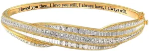 The Danbury Mint Diamond Forever Sentiment Bangle | Women's Bracelets | Gold Tone Jewelry | Romantic Jewelry | Gifts for Her | I Love You Inscription | Includes 20 Genuine Handset Diamonds #9474-0107