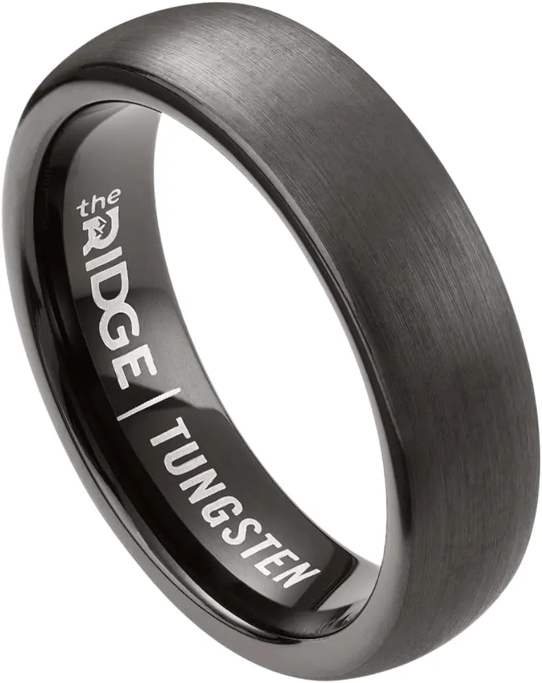 The Ridge Tungsten Rings For Men - Mens Wedding Band - Strong, Durable and Scratch-Resistant Rounded 6mm Ring With Silicone Band