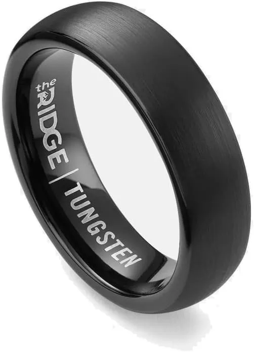 The Ridge Tungsten Rings For Men - Mens Wedding Band - Strong, Durable and Scratch-Resistant Rounded 6mm Ring With Silicone Band