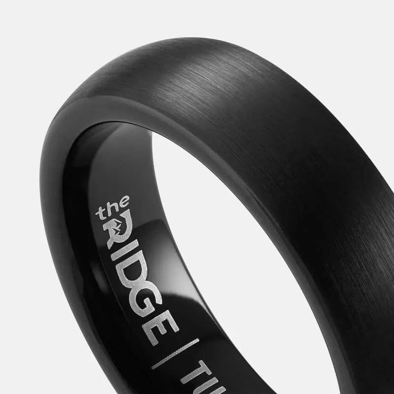 The Ridge Tungsten Rings For Men - Mens Wedding Band - Strong, Durable and Scratch-Resistant Rounded 6mm Ring With Silicone Band
