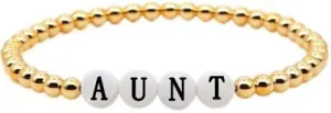 The Woo's Gold Color Ball Beaded Bracelets Brass Mama Love Letter Wrapped Bracelet Boho Handmade Beads Charm Bracelet Summer Femme Friendship Jewelry for Women Stretch Stackable Bracelet