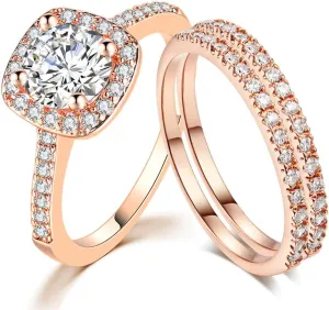 Three-in-One Bridal Wedding Engagement Anniversary Statement Eternity Ring Set