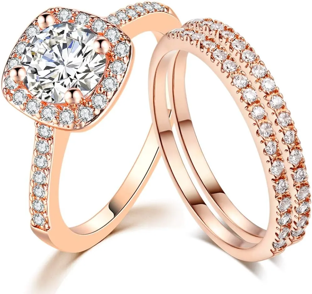 Three-in-One Bridal Wedding Engagement Anniversary Statement Eternity Ring Set