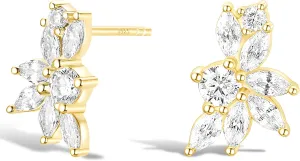 TIGRADE Stud Earrings Marquise and Round Cubic Zirconia Rhinestone Cluster Earrings 925 Sterling Silver Post Hypoallergenic for Women, Brides, Bridesmaid