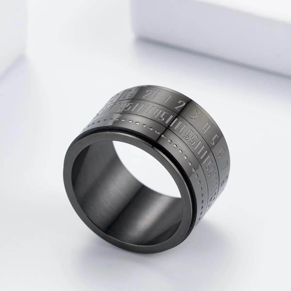 Time Master Precision Time Scale Ring Anxiety Fidget Ring Spinner Ring Stainless Steel Men's Rings for Men