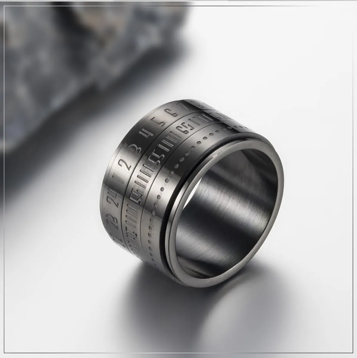 Time Master Precision Time Scale Ring Anxiety Fidget Ring Spinner Ring Stainless Steel Men's Rings for Men