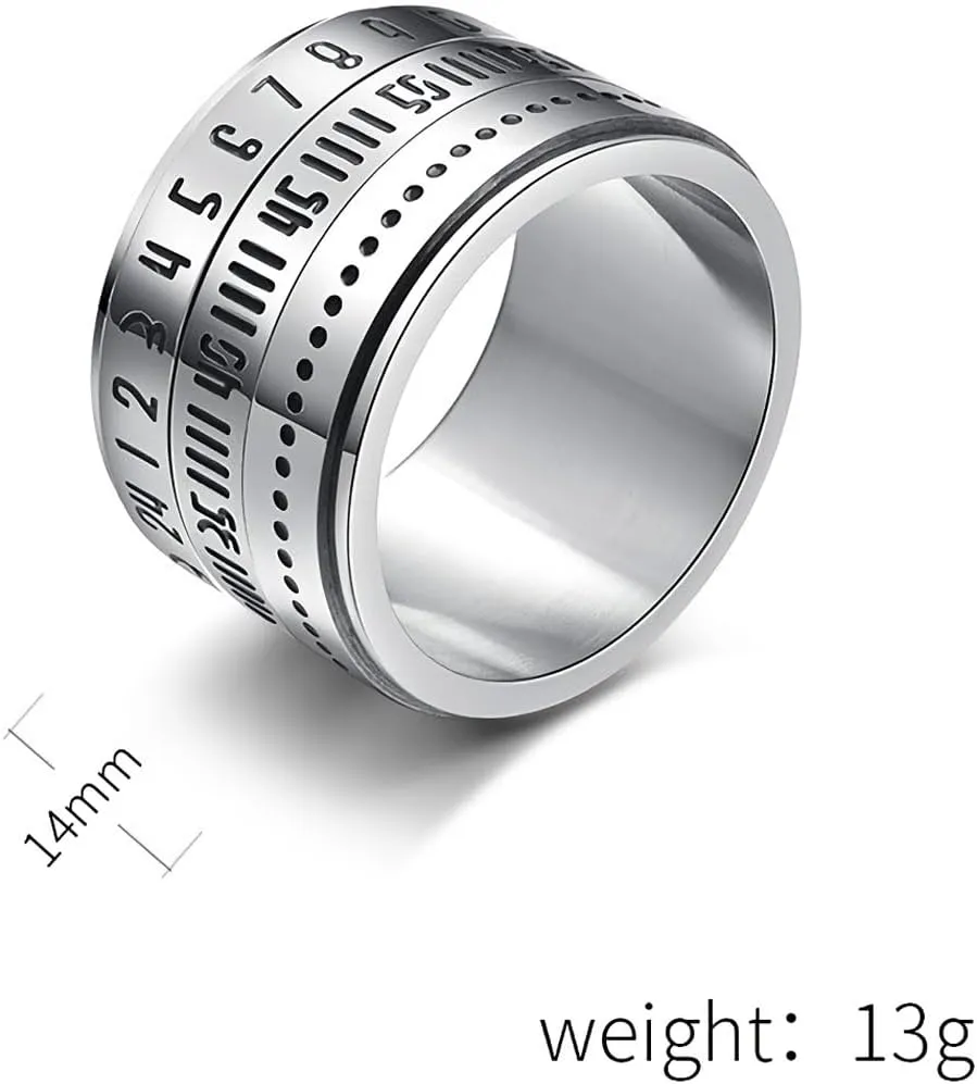 Time Master Precision Time Scale Ring Anxiety Fidget Ring Spinner Ring Stainless Steel Men's Rings for Men