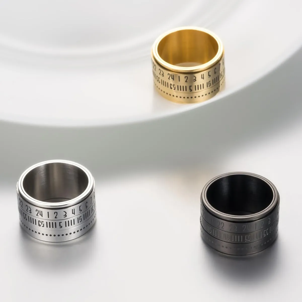 Time Master Precision Time Scale Ring Anxiety Fidget Ring Spinner Ring Stainless Steel Men's Rings for Men