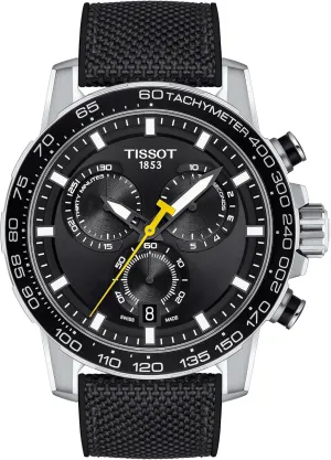 Tissot Mens Supersport Chrono 316L Stainless Steel case Swiss Quartz Watch, Black, Textile, 22 (T1256171705102)