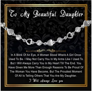 To My Daughter Bracelet From Mom Or Dad With Heartfelt Message & Elegant Box, Gifts For My Daughter, Jewelry Gift For Daughter From Mother and Father On Birthday, Graduation