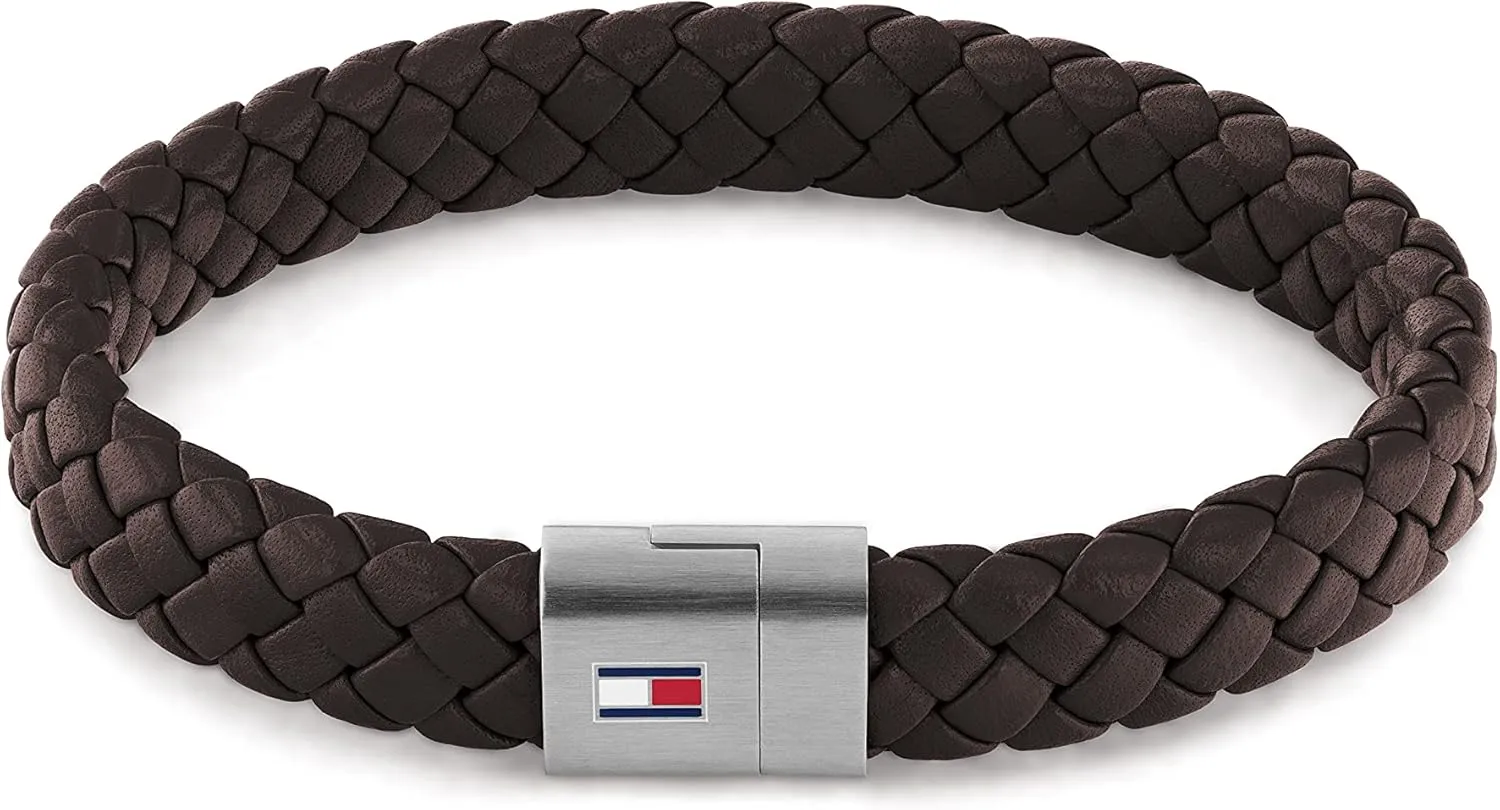 Tommy Hilfiger Men's Jewelry Round Braided Leather Bracelet Color: Brown (Model: 2790330)