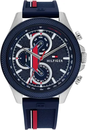 Tommy Hilfiger Men's Multifunction Quartz Watch  46mm Stainless Steel Case, Racing-Inspired Design, 5 ATM Water Resistant, Elegant Modern Timepiece, Gift for Him