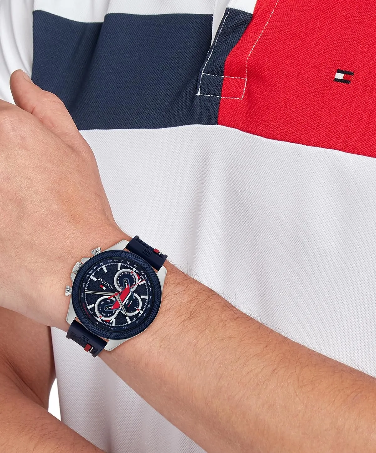 Tommy Hilfiger Men's Multifunction Quartz Watch  46mm Stainless Steel Case, Racing-Inspired Design, 5 ATM Water Resistant, Elegant Modern Timepiece, Gift for Him