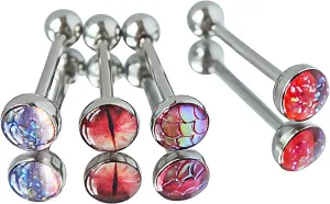 Tongue Rings Stainless Steel Tongue Piercing Jewelry 14 Gauge 16mm Bar Length 4Pcs