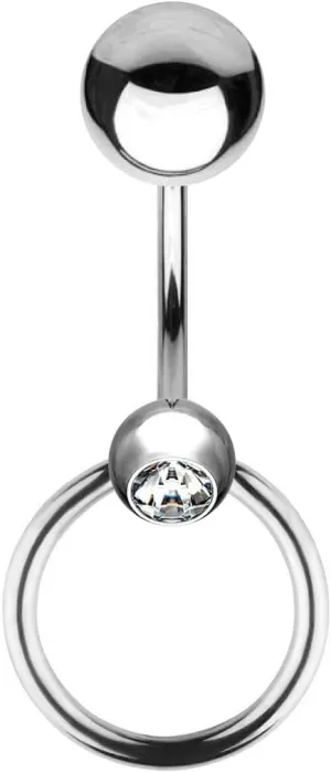 TOOLSSIDE VCH Piercing Jewelry with Removable Ring Stainless Steel Belly Button Ring Navel Piercing Jewelry Belly Rings for Women 14G Belly Button Piercing