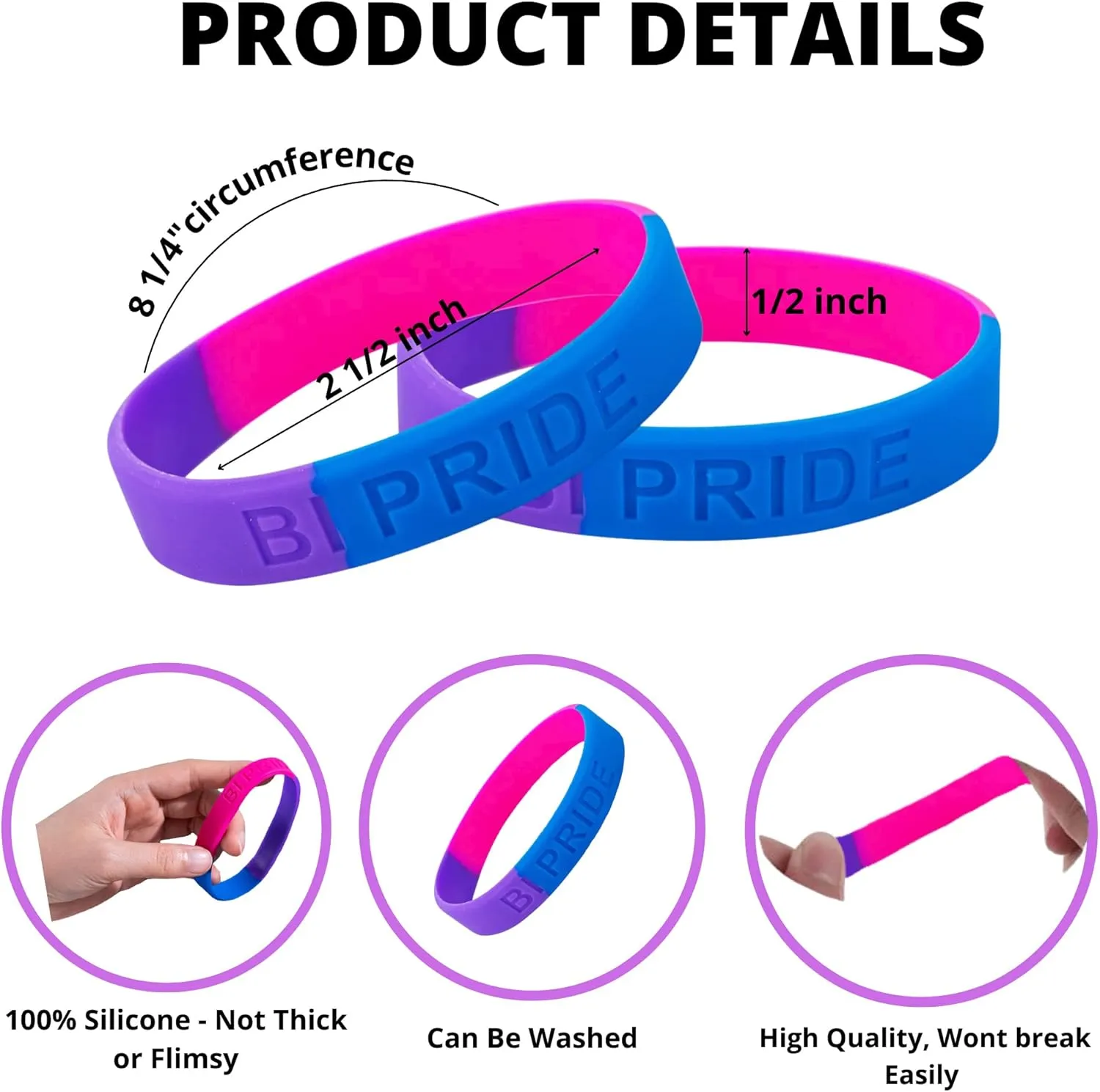 Transgender, Rainbow Gay Pride, Bisexual, Pansexual, Asexual Silicone Bracelets  LGBTQ  Wristbands for Pride Month, Parades, Events, Fundraisers, Awareness & Support  Unisex