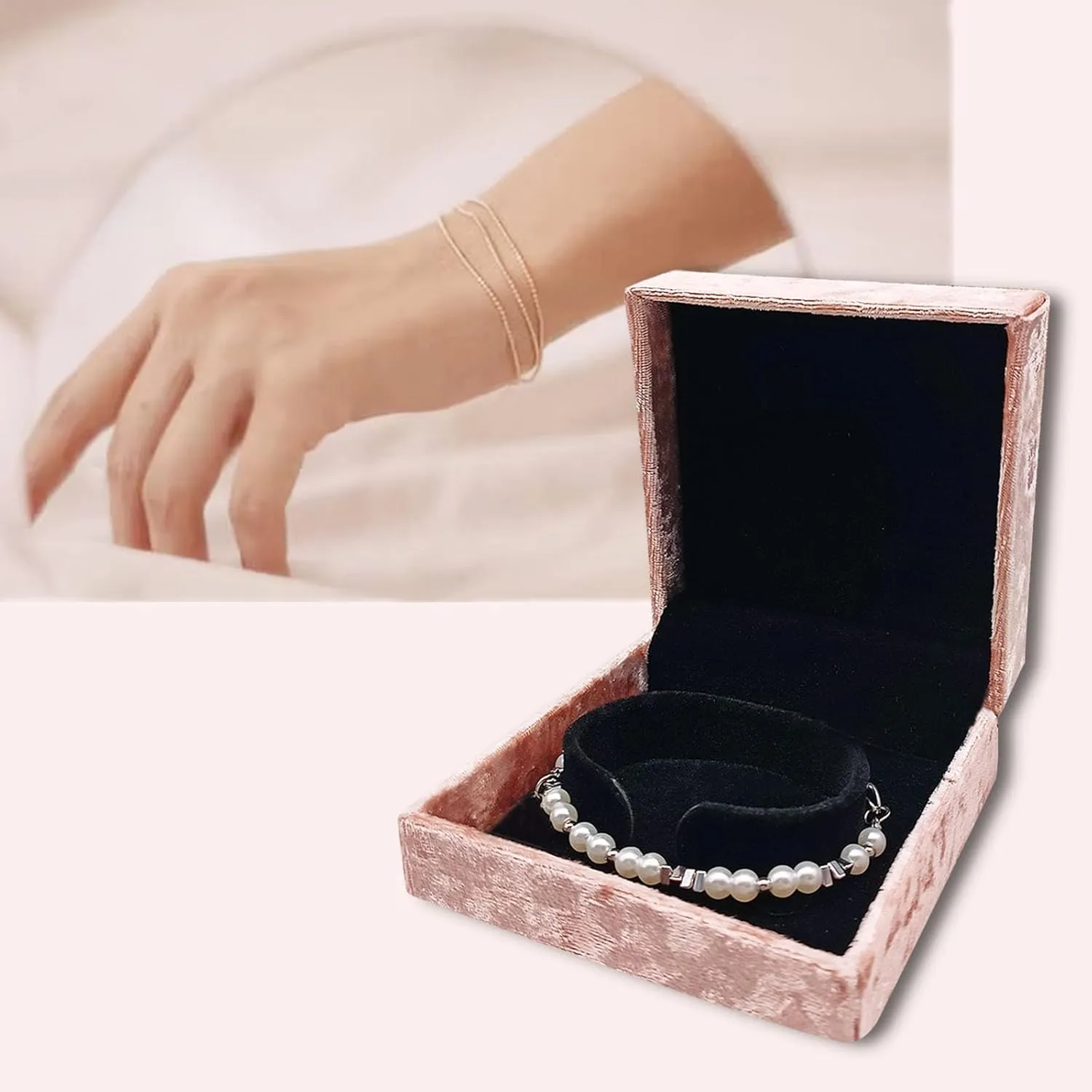 Treasure Velvet Bangle Gift Box|Vintage Blush Pink Gift Box for Bangle |Women's Bracelet Case for Bracelets, Anklets, and Watches Mother's Day