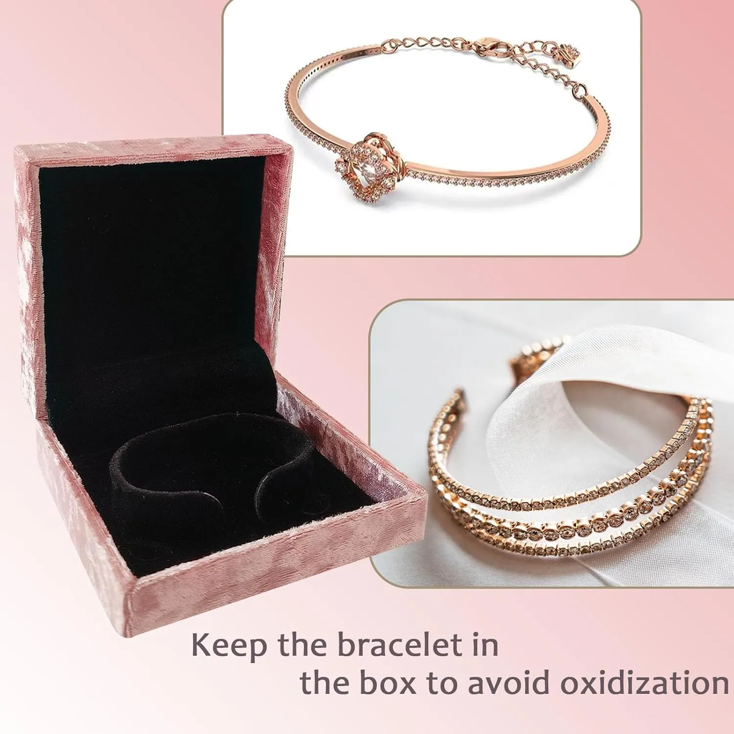 Treasure Velvet Bangle Gift Box|Vintage Blush Pink Gift Box for Bangle |Women's Bracelet Case for Bracelets, Anklets, and Watches Mother's Day