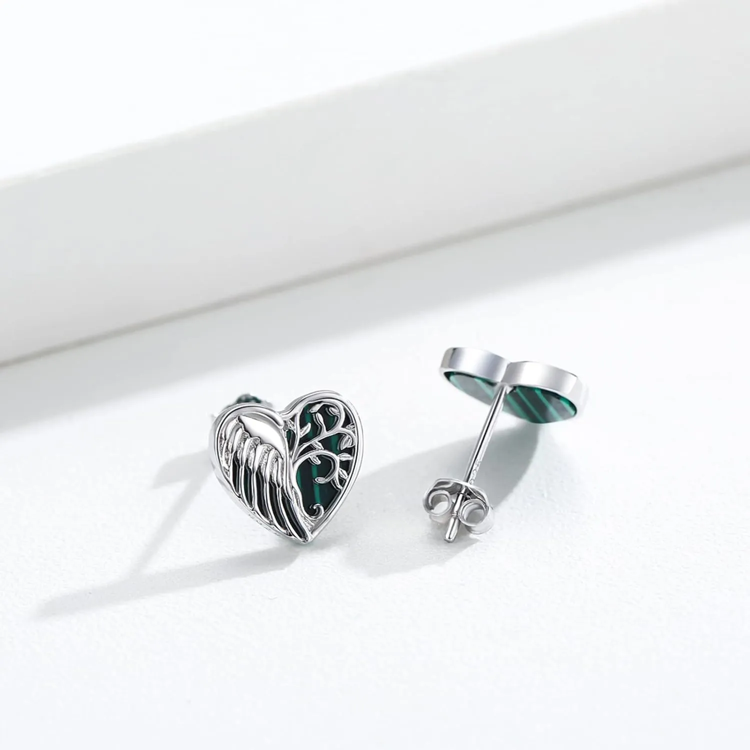 Tree of Life Earrings, 925 Sterling Silver Heart Shaped Studs for Women, Hypoallergenic Earrings for Sensitive Ears Gifts for Women with Gift Box