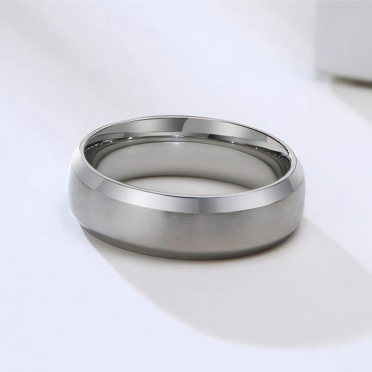TTVOVO Mens Brushed Matte Ring Wedding Band 4MM/6MM/8MM/10MM Black/Blue/Silver Stainless Steel Rings for Men Women Wedding Engagement Bands Matte Finish Beveled Polished Edge Comfort Fit US Size 4-15