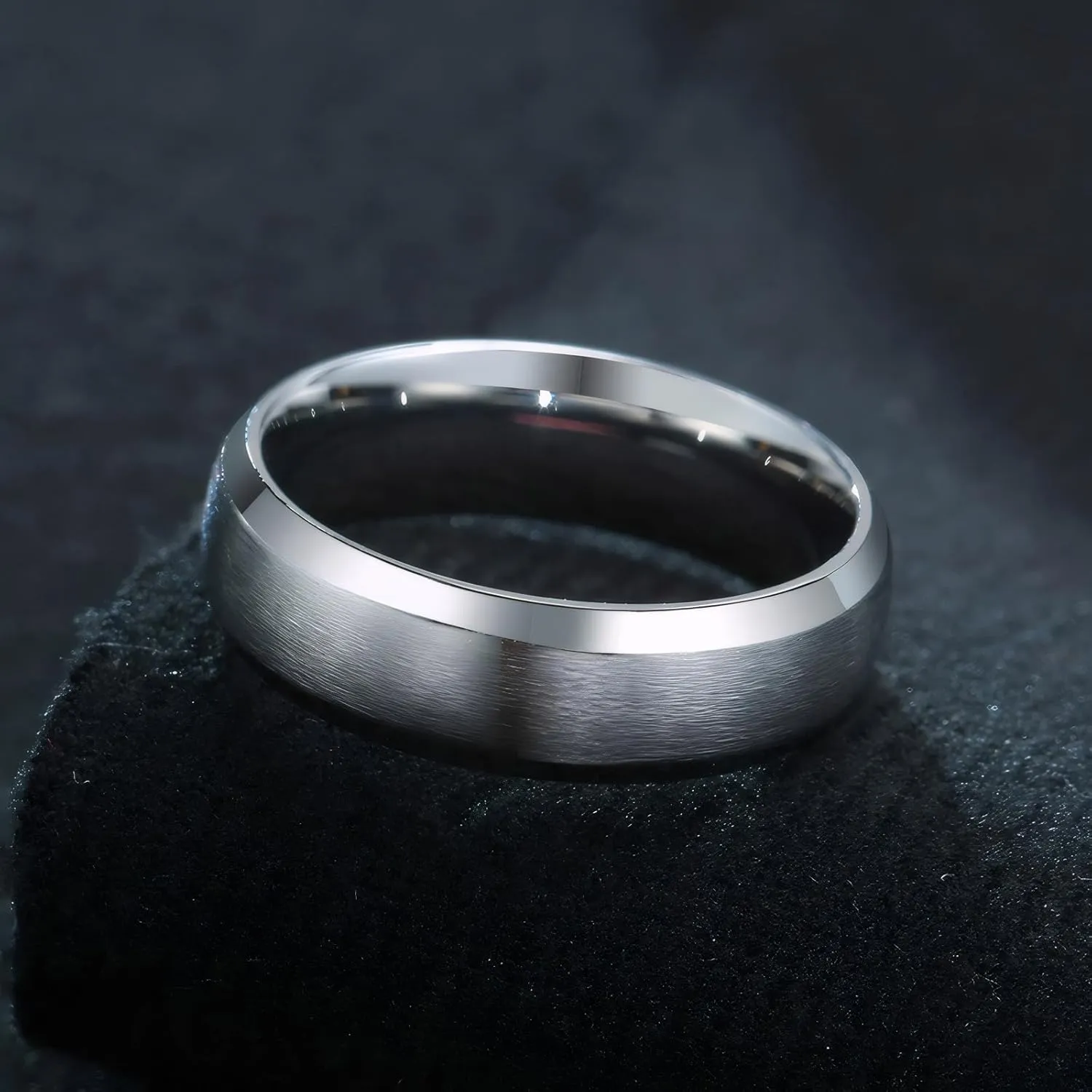 TTVOVO Mens Brushed Matte Ring Wedding Band 4MM/6MM/8MM/10MM Black/Blue/Silver Stainless Steel Rings for Men Women Wedding Engagement Bands Matte Finish Beveled Polished Edge Comfort Fit US Size 4-15