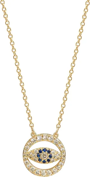 VACRONA Evil Eye Necklace for Women 18k Gold Plated Textured Disk Necklace Shark Tooth Necklace Multicolored CZ Turquoise Protection Heart Pendent Hamsa Minimallist Layering Coin Necklace