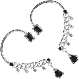 VALICLUD Fashionable Punk Ear Cuff Earrings 2pcs Cartilage Clip Wrap Crawler Gothic Style Metal Ear Cuff for Women Non-piercing Dress Earrings