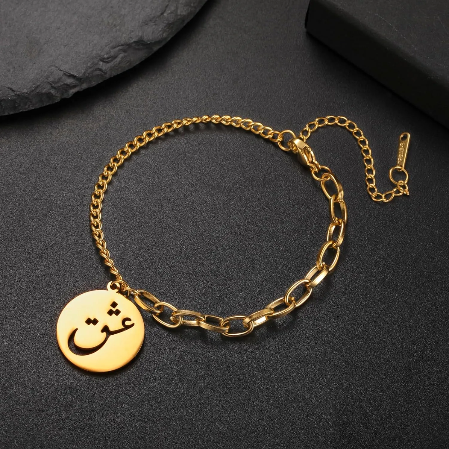VASSAGO Islamic Bracelet Allah Arabic Bangle Bracelets for Women Men Islam Muslim Arabic Calligraphy Link Bracelet Bangle Islam Eid Islamic Arabic Gift Jewelry