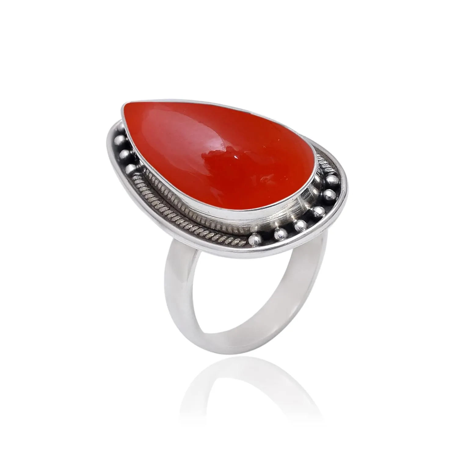 Veracity Jewelry Sterling Silver Gemstone Statement Rings  Jewelry For Women Birthday Anniversary Wife Mom Girlfriend Sister  Vintage Boho Style Handmade Gifts (Carnelian)