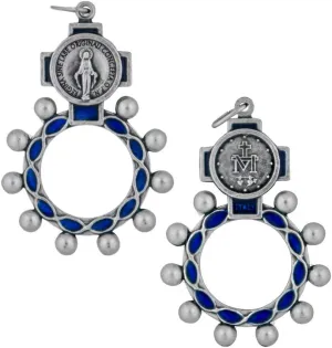 VILLAGE GIFT IMPORTERS Rosary Rings | 4 Styles with Colored Enamel | Holy Figures and Saints Finger Rosary | Carded and Modern | Christian Jewelry (Miraculous Medal - Blue Enamel)