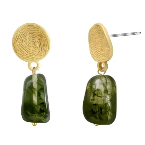 Vintage Acrylic Stud Earrings Gold and Olive Green Geometric Earrings for Women Trendy Gold Round Drop Dangle Earrings for Gift