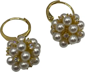 Vintage Hydrangea Imitation Pearl Earrings Copper Earrings Geometric Metal Earrings for Women Jewelry Gift