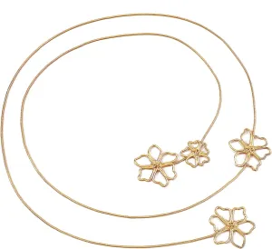 Vintage Metal Long Flower Pendant Choker Necklace Jewelry for Women Alloy Twist Multilayer Body Chain Necklace