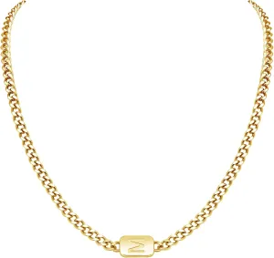 VNOX Silver/Gold/Black Initial Necklace for Men - A-Z Letter Necklaces Cuban Link Chain Pendant Neckless for Mens Womens Valentines Day Christmas Birthday Jewelry Gift