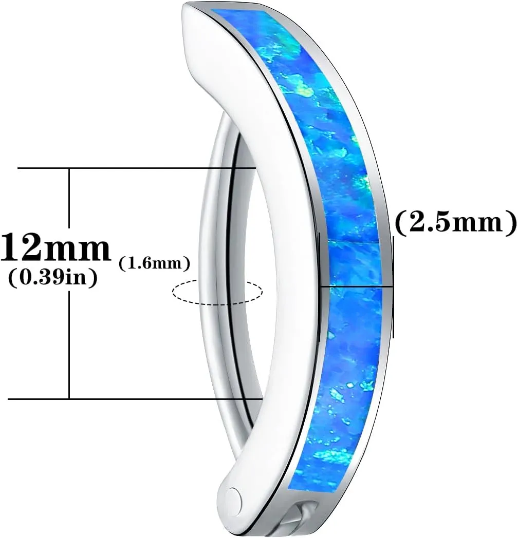 VOJO 14G G23 Titanium Clicker Belly Button Ring,10/12mm Reverse Curved Hoop Navel Barbell Piercing Jewelry
